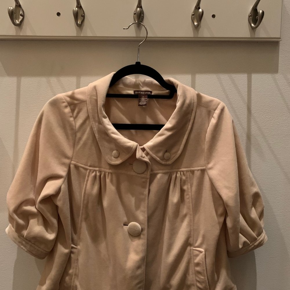 coco and chase beige short sleeve jacket